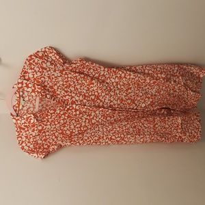 Boden red and white short sleeve button down shirt dress